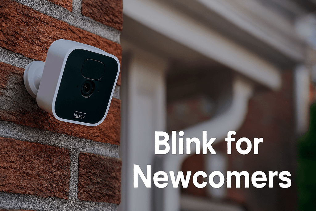 Blink camera mounted outside a Canadian home, providing smart security for newcomers