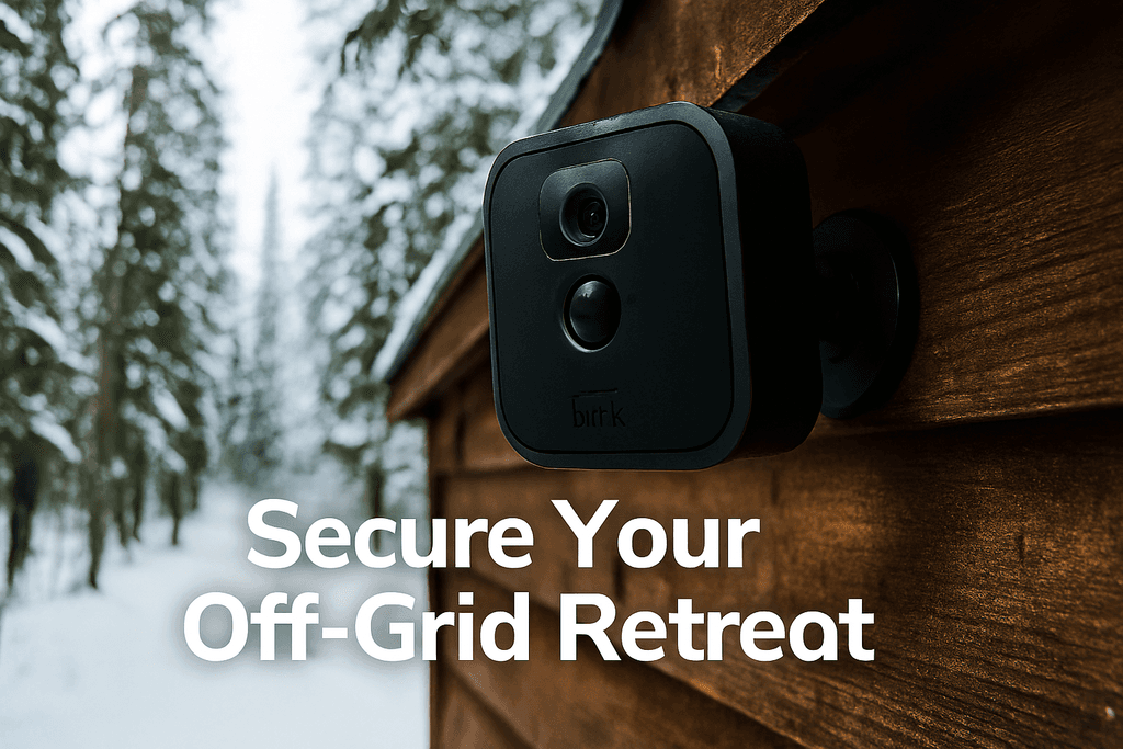 Blink Outdoor camera mounted on a remote cabin wall in snowy Canadian forest