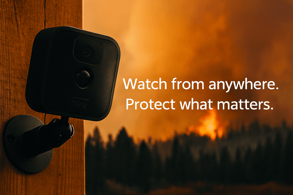 Blink Outdoor camera monitoring a Canadian property during wildfire season
