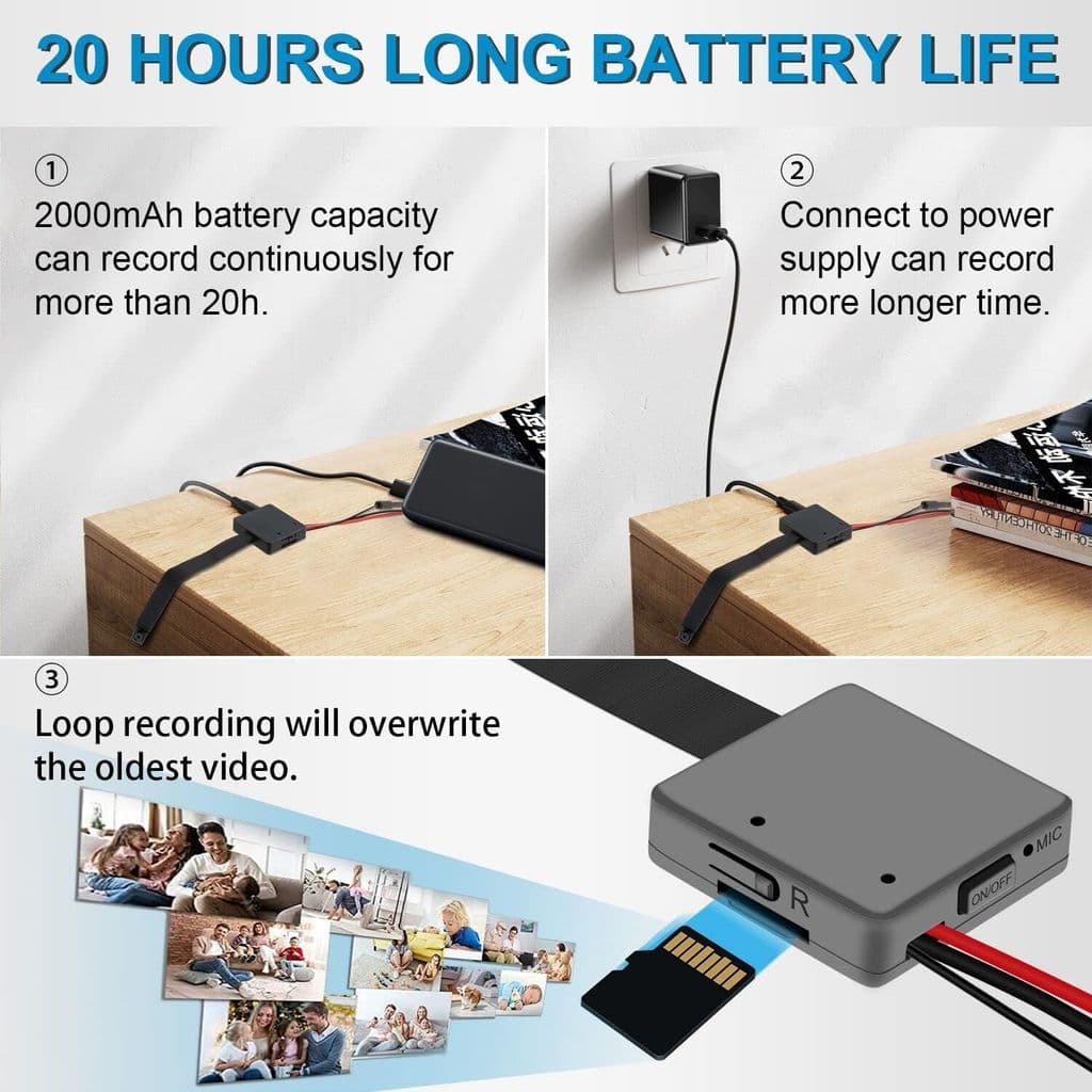 Poadferd Hidden Spy Camera – 1080P Mini WiFi Nanny Cam - Thumbnail 3