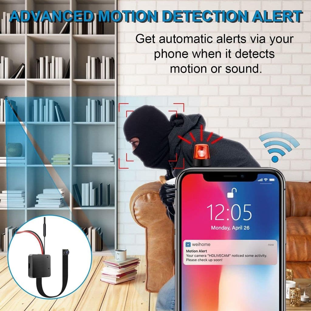 Poadferd Hidden Spy Camera – 1080P Mini WiFi Nanny Cam - Thumbnail 4