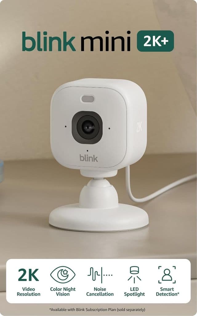 Blink Mini 2K+ Compact Plug-In Security Camera – 1 Camera (White) - Image 1