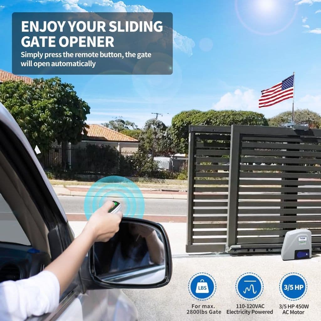 TOPENS RK1100T Automatic Sliding Gate Opener – 2800lbs, AC Powered with Nylon Gear Rack - Thumbnail 2