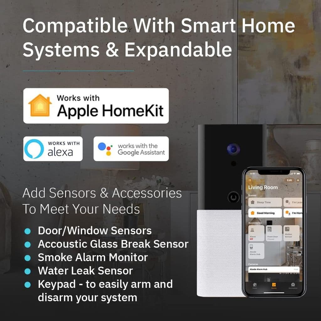 Abode Iota All-in-One Security Kit with Camera, Alarm, Sensors & Key Fob – White - Thumbnail 5