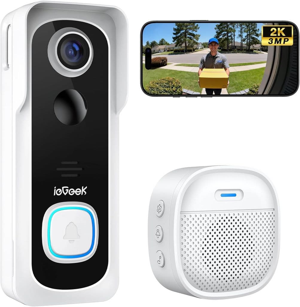 ieGeek Bell J9 Wireless Video Doorbell with Chime – White - Image 1