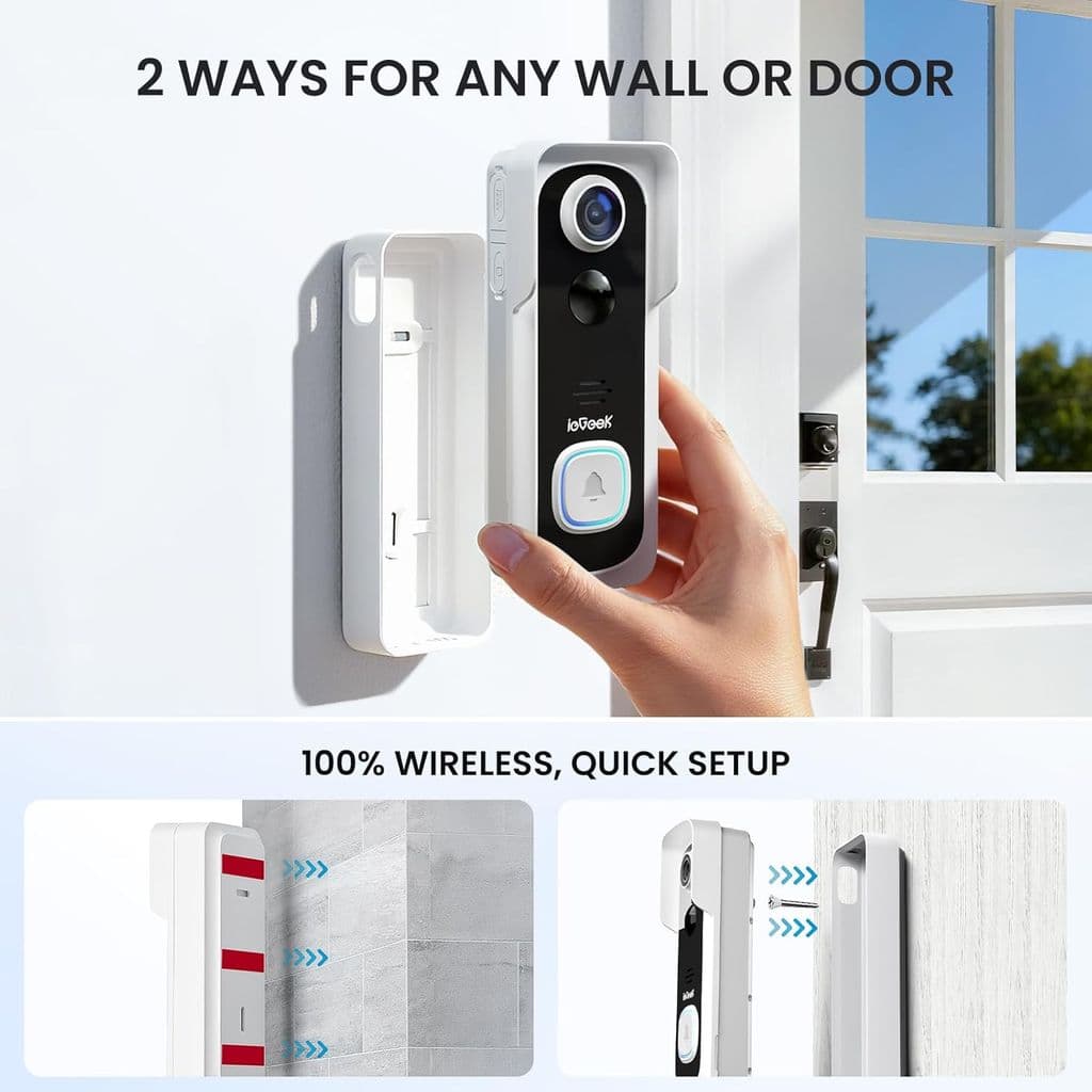 ieGeek Bell J9 Wireless Video Doorbell with Chime – White - Thumbnail 6