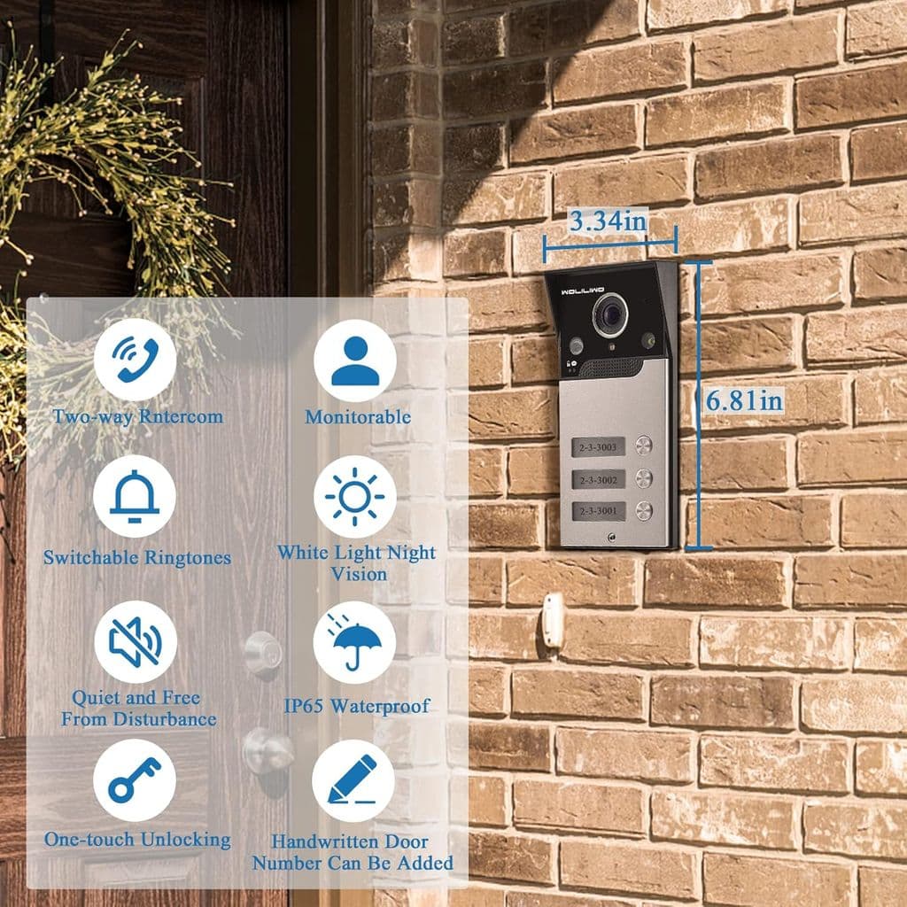 WOLILIWO Wired Video Intercom System – 7" LCD, 1 Camera & 3 Monitors - Thumbnail 2