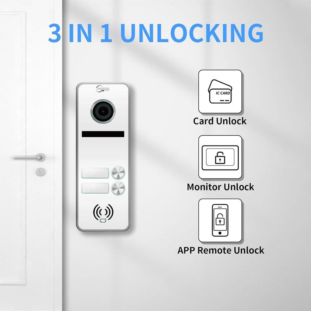 ANJIELO SMART Wired Apartment Video Intercom System – 2 Units, 7" Touch Monitors - Thumbnail 4