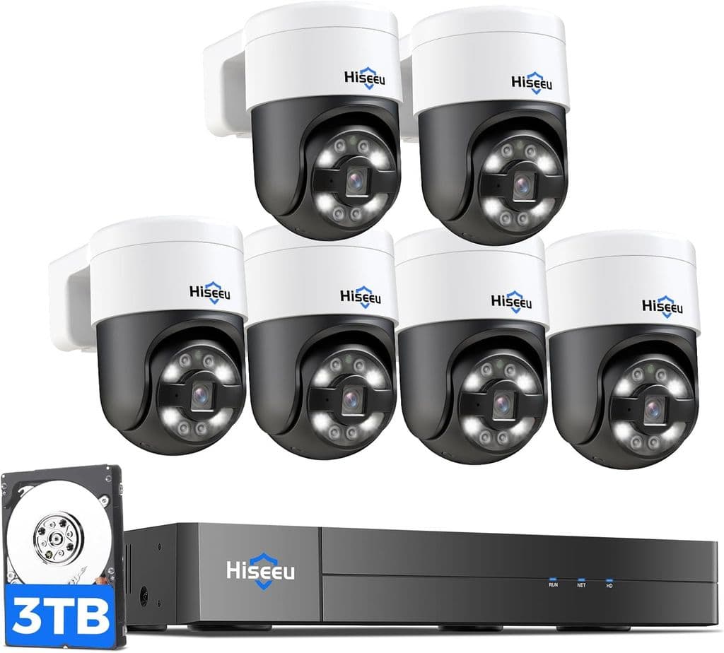 Hiseeu 4K PoE PTZ Camera System – 6× 5MP Cameras + NVR - Image 1