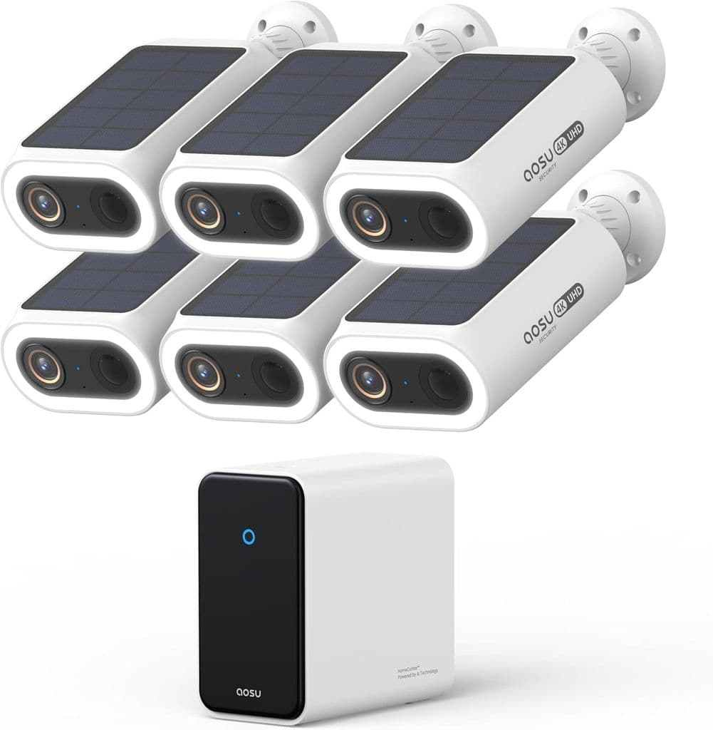 AOSU 4K Wireless Solar-Powered Security Camera System – 6-Cam Kit - Image 1
