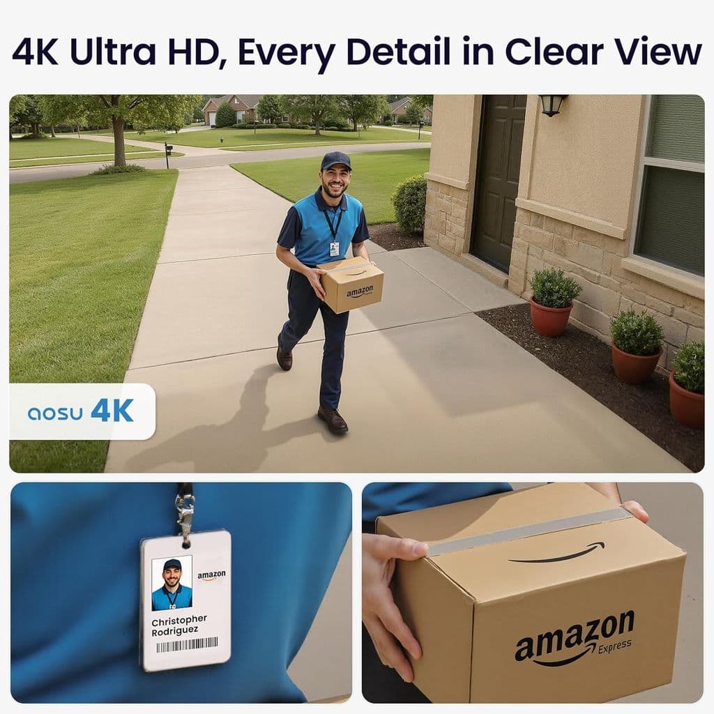 AOSU 4K Wireless Solar-Powered Security Camera System – 6-Cam Kit - Thumbnail 2