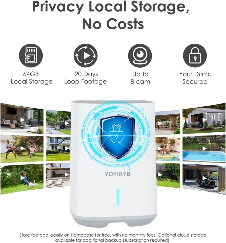 YOYIRYB 4K Wireless Solar-Powered Security Camera System – 4 Cameras + Hub - Thumbnail 6