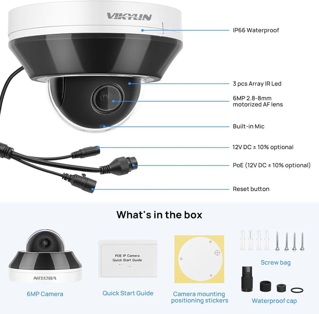 VIKYLIN 6MP PoE IP PTZ Dome Camera – 3X Optical Zoom, AI Detection, IR Night Vision - Thumbnail 7