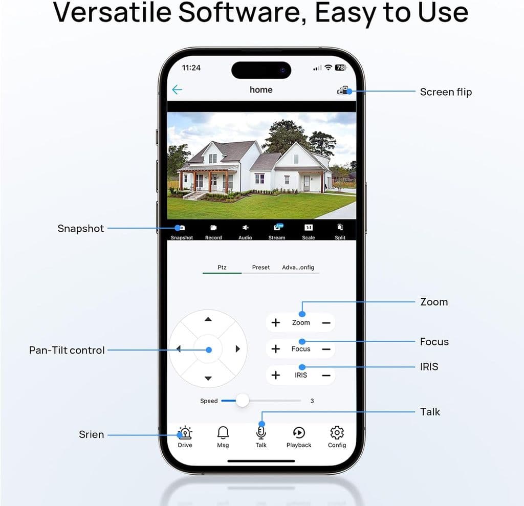 VIKYLIN 6MP PoE IP PTZ Dome Camera – 3X Optical Zoom, AI Detection, IR Night Vision - Thumbnail 8