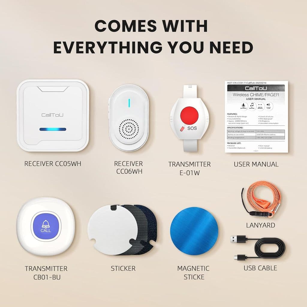 CallToU Wireless Caregiver Pager System – 2 Call Buttons + Plug-in & USB Receivers - Thumbnail 6