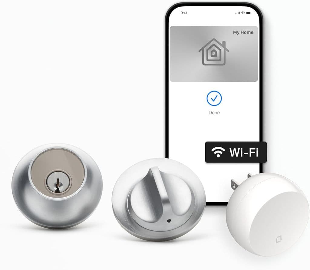 Level Lock+ Smart Lock with Apple Home Keys – Satin Chrome, Wi-Fi Bridge Included - Image 1
