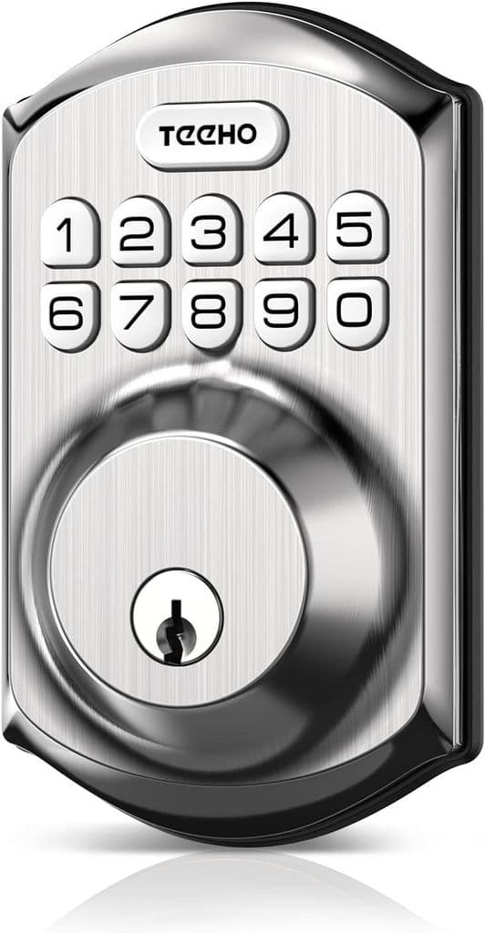 TEEHO TE001 Keyless Entry Door Lock with Keypad – Satin Nickel, Auto Lock, 2 Keys - Image 1