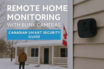 Blink camera mounted outside a Canadian home for remote monitoring
