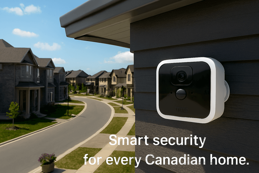 Blink smart camera installed in a modern Canadian neighborhood
