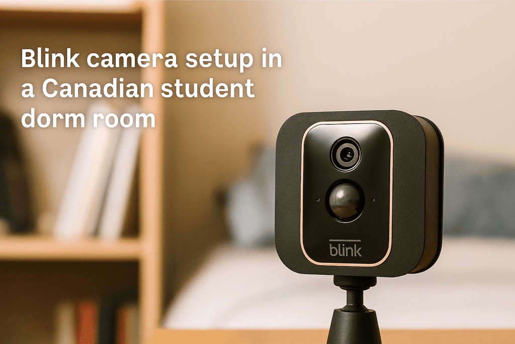 Blink camera setup in a Canadian student dorm room