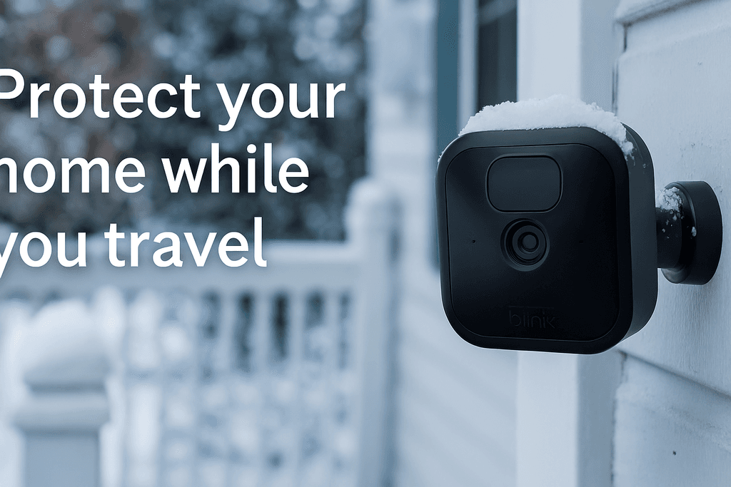 Blink Outdoor Camera mounted on snowy porch in Canada