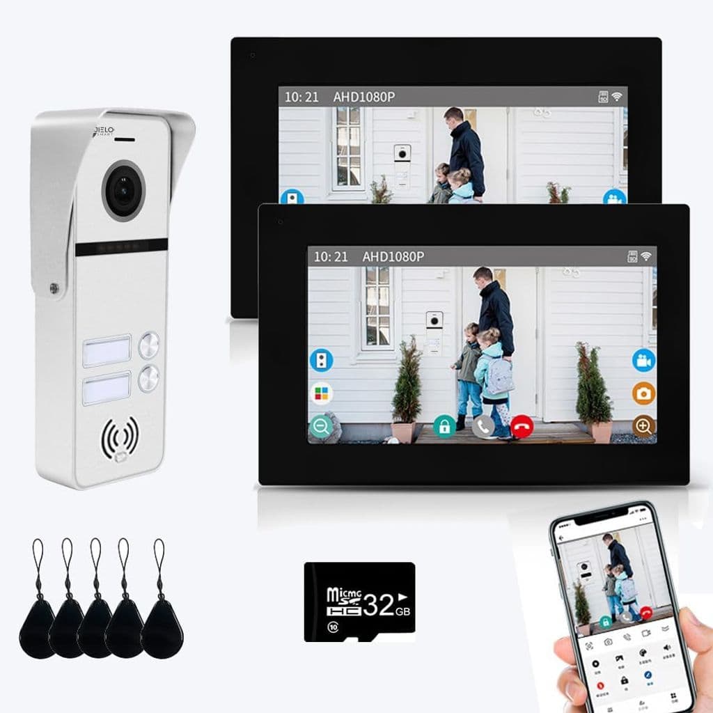 ANJIELO SMART Wired Apartment Video Intercom System – 2 Units, 7" Touch Monitors - Image 1