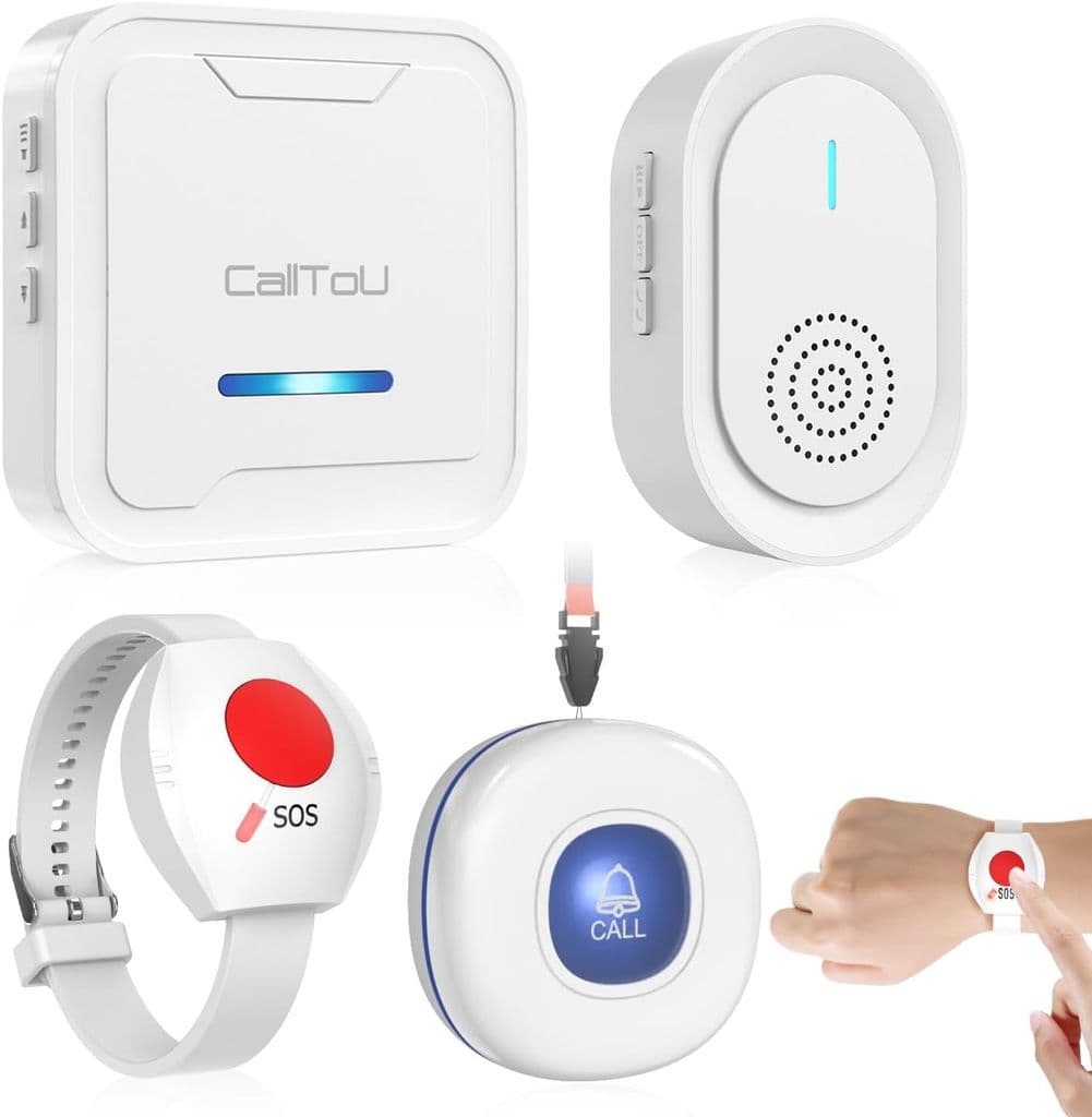 CallToU Wireless Caregiver Pager System – 2 Call Buttons + Plug-in & USB Receivers - Image 1