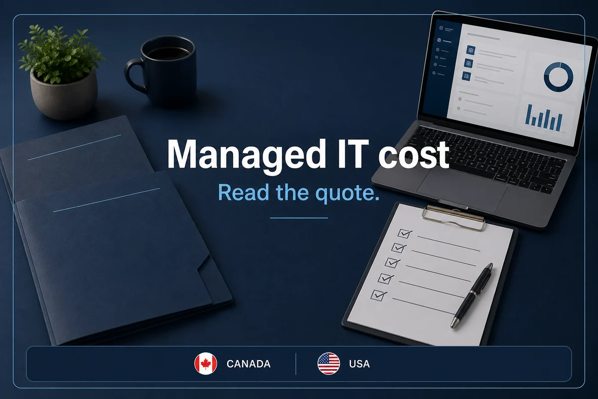 Two MSP quotes on a desk — how Amen Security reads managed IT cost Two MSP quotes on a desk — how Amen Security reads managed IT cost
