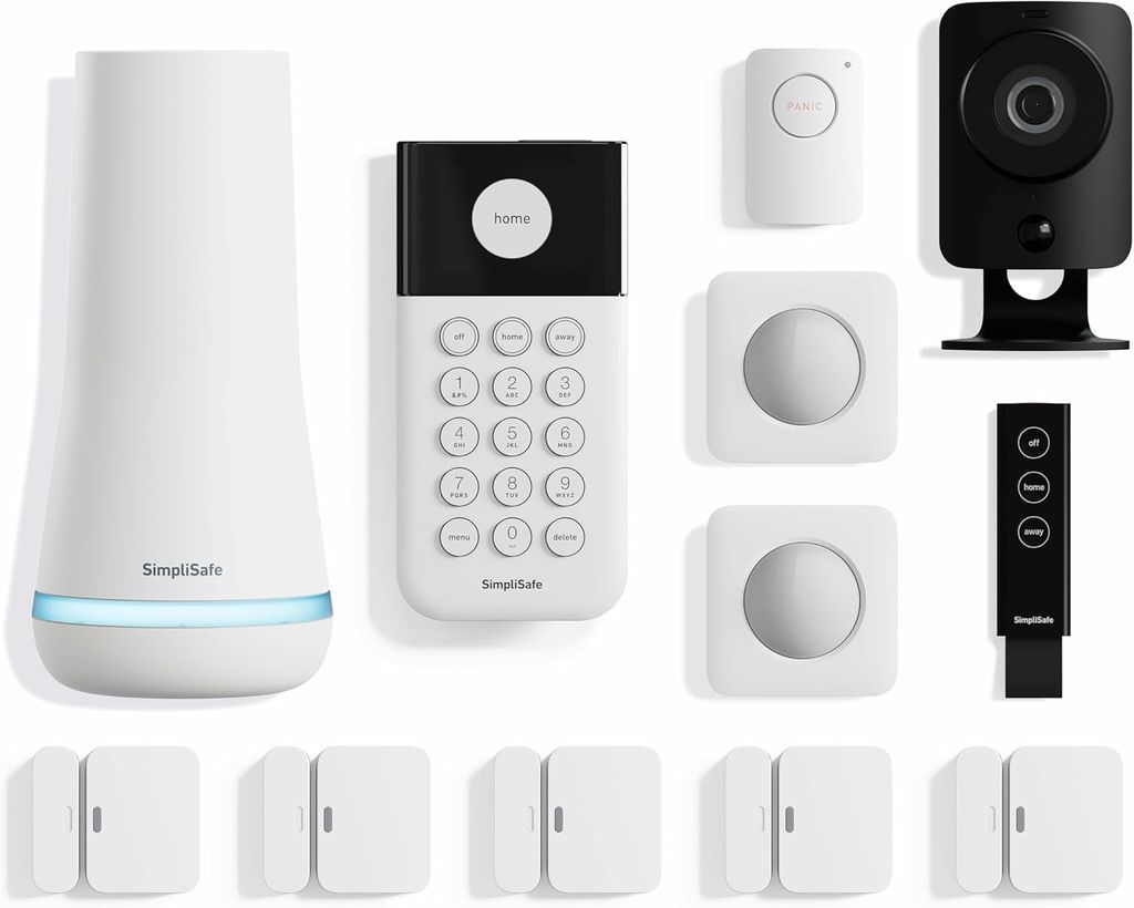 SimpliSafe 12-Piece Wireless Home Security System with HD Camera – White